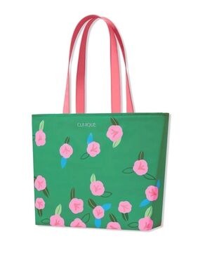 Clinique Floral Tote Bag & Cosmetic Bundle